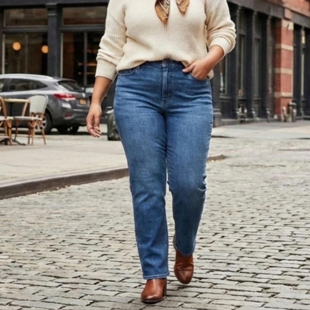 Lucky Brand Mid Rise Straight Blue Jeans 14/32 . NWT